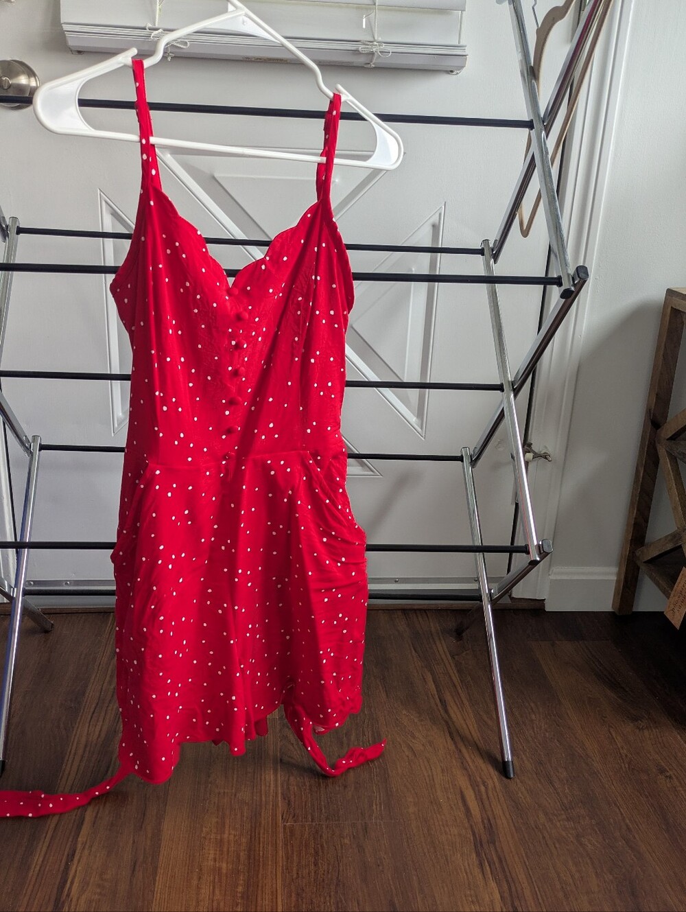 Red Polka Dot Spaghetti Strap romper